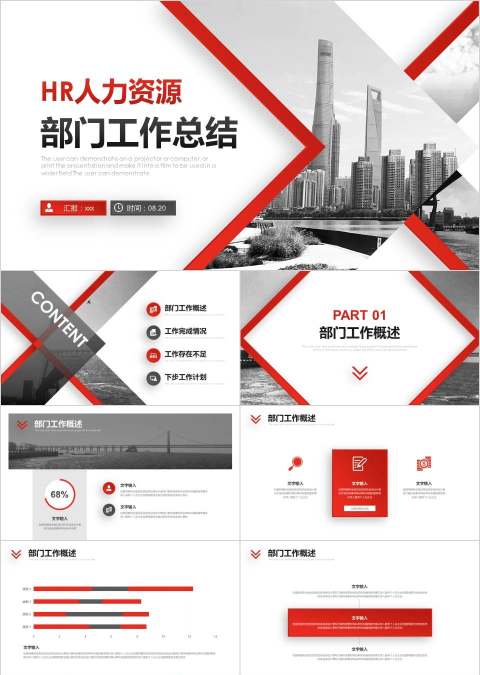 人力资源部门工作总结PPT模板