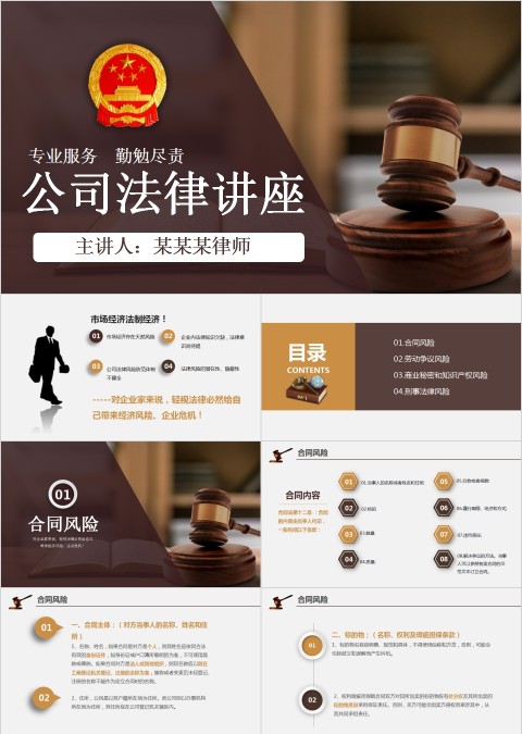 简约公司法律讲座PPT模板