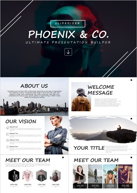  欧美极简PPT创意欧美杂志风创业书PPT模板  