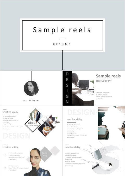 个人作品集PPT模板毕业设计面试求职动态平面设计师展示素材