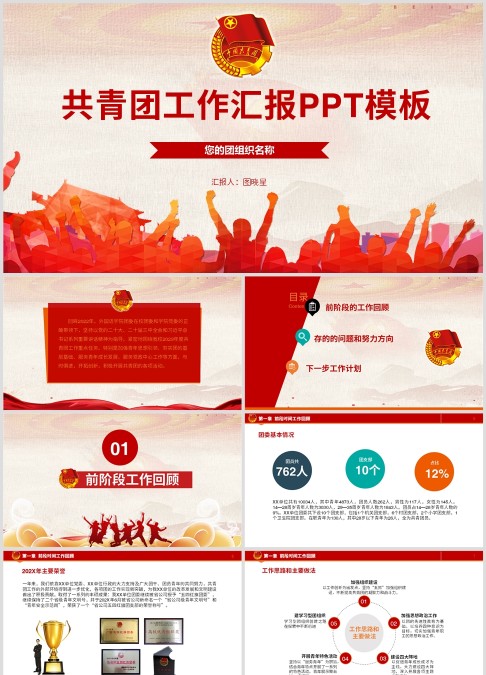 共青团委团支部工作报告团干述职报告PPT