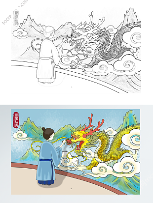 自制绘本寓言故事插画线稿