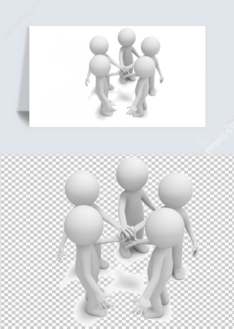 3d商务小人团队握手