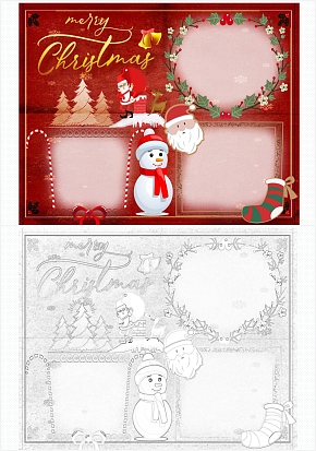 红色圣诞节英文·手抄报word模板