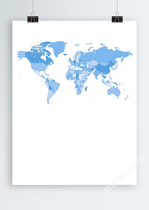 蓝色世界地图空白轮廓地图