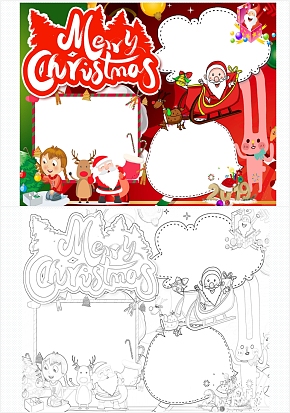 圣诞节红色英文手抄报word模板