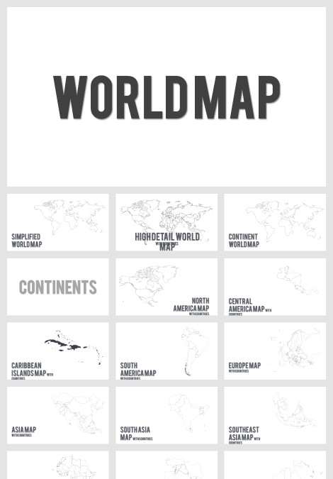 世界各国各大洲各地区各省市ppt模板素材全套可编辑矢量世界地图(上篇)