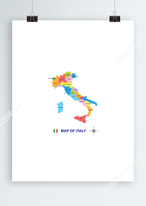 彩色意大利国家Ai各城市可分割地图