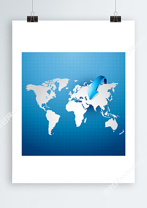 蓝色AI矢量世界地图