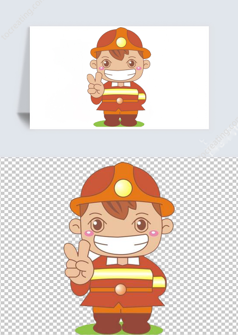 消防安全-消防人物-消防卡通