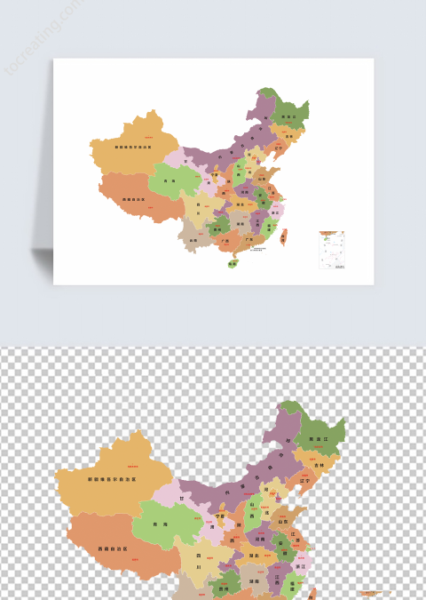 彩色矢量中国地图