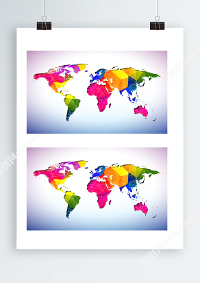 彩色缤纷世界地图Ai矢量