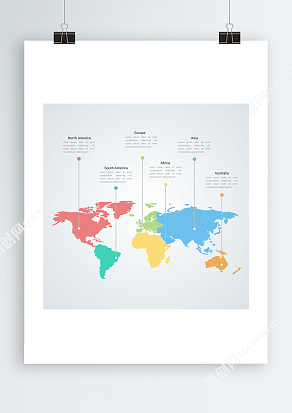 彩色Ai世界矢量各国家板块地图数据信息分布图