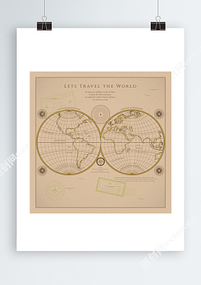 历史感地球仪经纬度坐标矢量地图