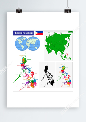 地球仪彩色菲律宾Ai板块矢量地图