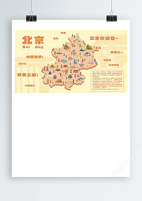 手绘卡通北京旅游地图