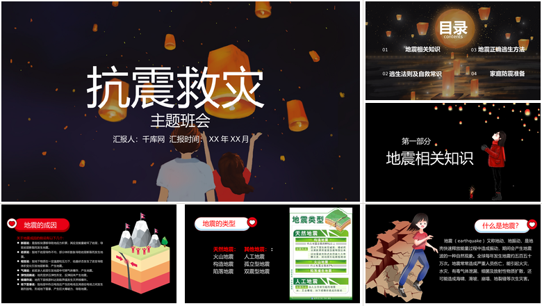 抗震救灾主题安全防范模板PPT