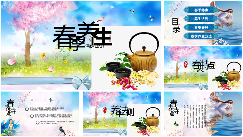 唯美花卉春季养生保健知识ppt