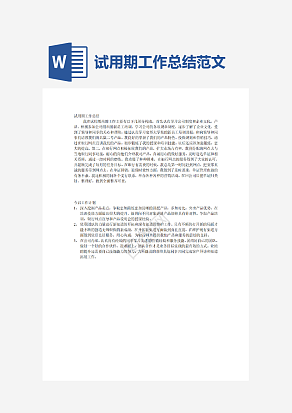 试用期工作总结范文