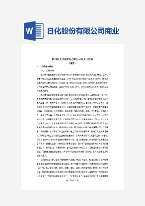 日化股份有限公司商业计划书