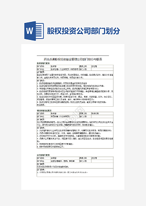 股权投资公司部门划分与职责word