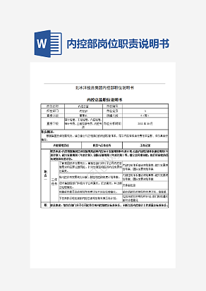 内控部岗位职责说明书word