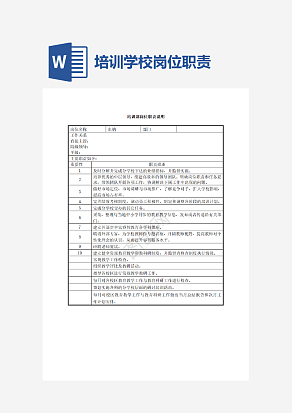 培训学校各岗位职责说明书