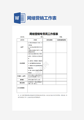 网络营销专员周工作报表