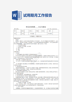 职员试用期月工作报告