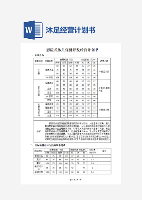 影院式沐足经营计划书word