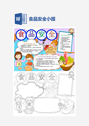 小清新食品安全电子小报word模板