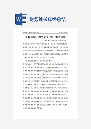 财务处长年终总结