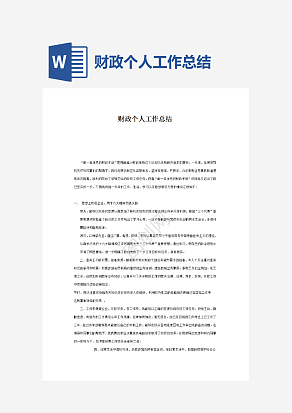 财政个人工作总结