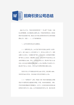 招商引资公司总结