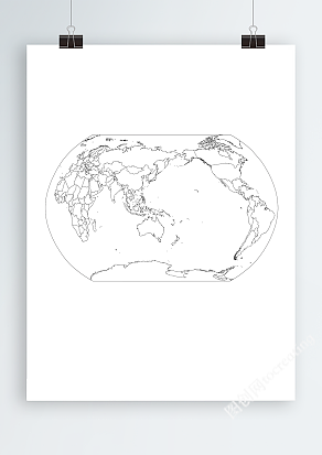 世界地图电子版空白黑白轮廓矢量高清AI/CDR/PDF