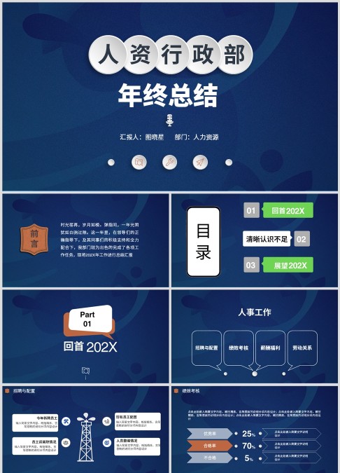 人事行政时尚个性年终总结工作汇报PPT