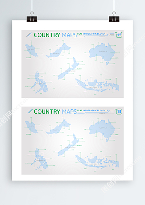 水蓝色Ai新西兰矢量地图可分割