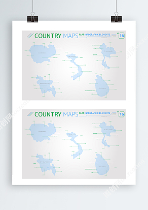 水蓝色Ai矢量各国家板块地图