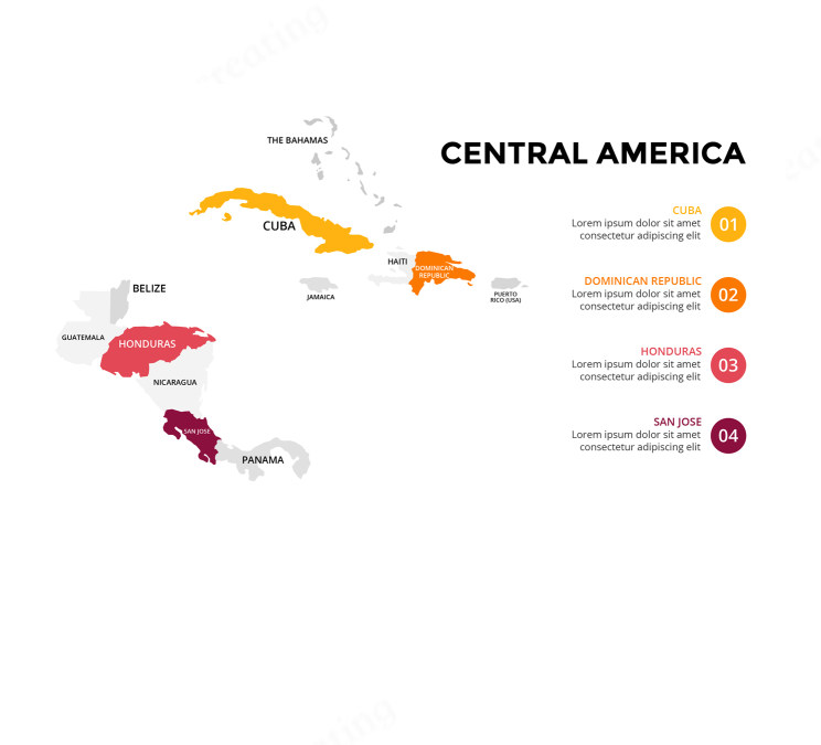 中美洲国家矢量地图