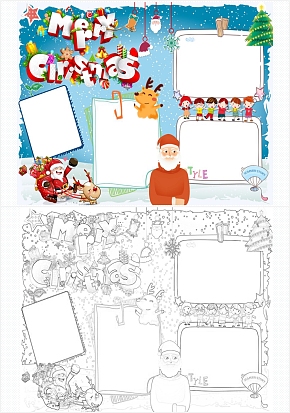 英文圣诞手抄报圣诞老人通用word模板